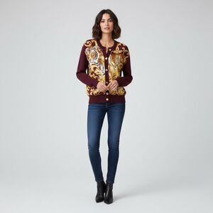 Salvatore Ferragamo Silk & Wool Tiger Print Cardigan Sweater | Italy | Size S